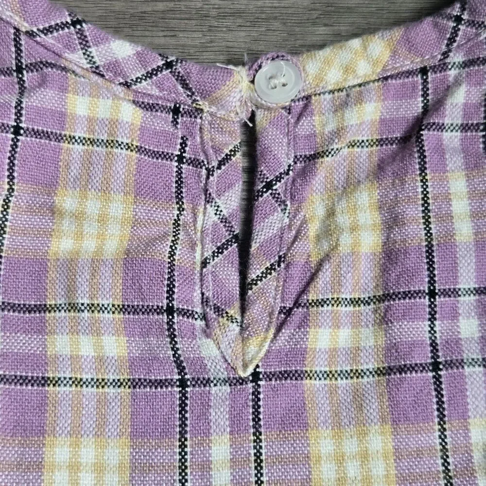 VTG Baby Gap Plaid Pinafore & Pointelle Top Set 18-24 Months Purple 2pc 90s Y2K